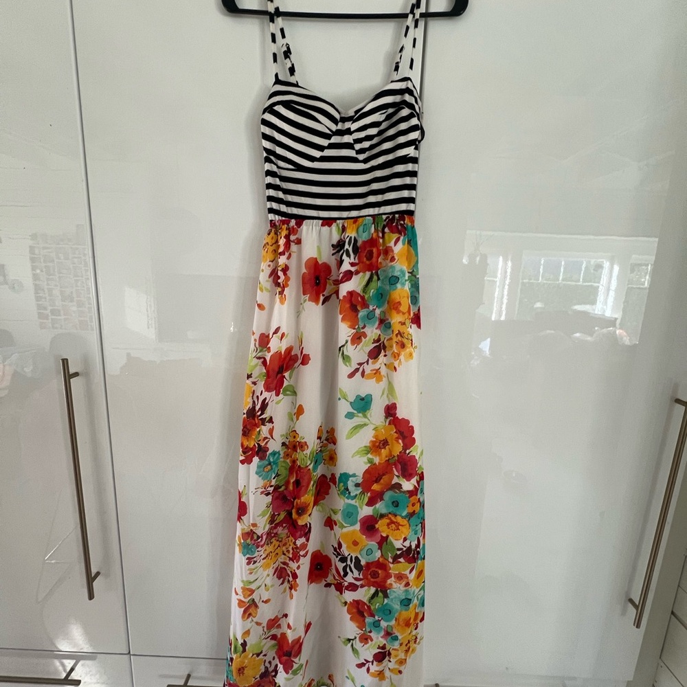 Bebe Black and White Striped Dress